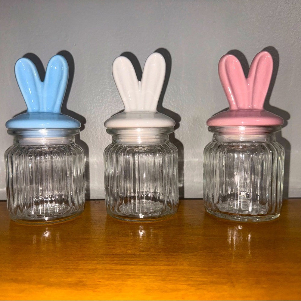 Bunny Ears Glass Candy / Storage Jars